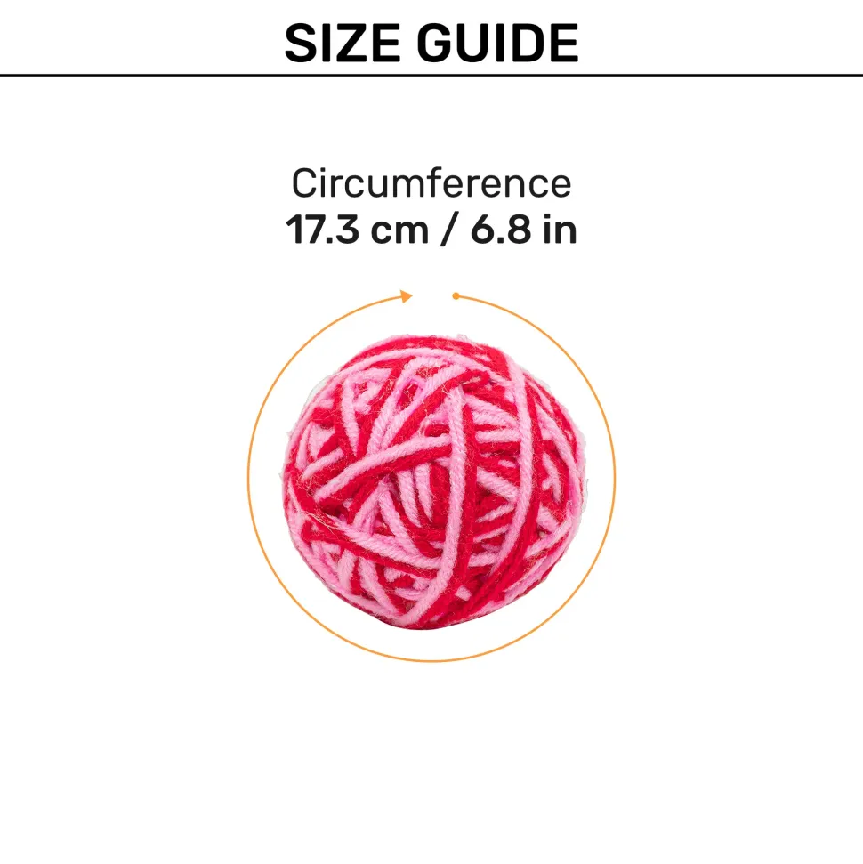 TLC Knotty Rattle Ball Interactive Toy For Cat - Red & Pink