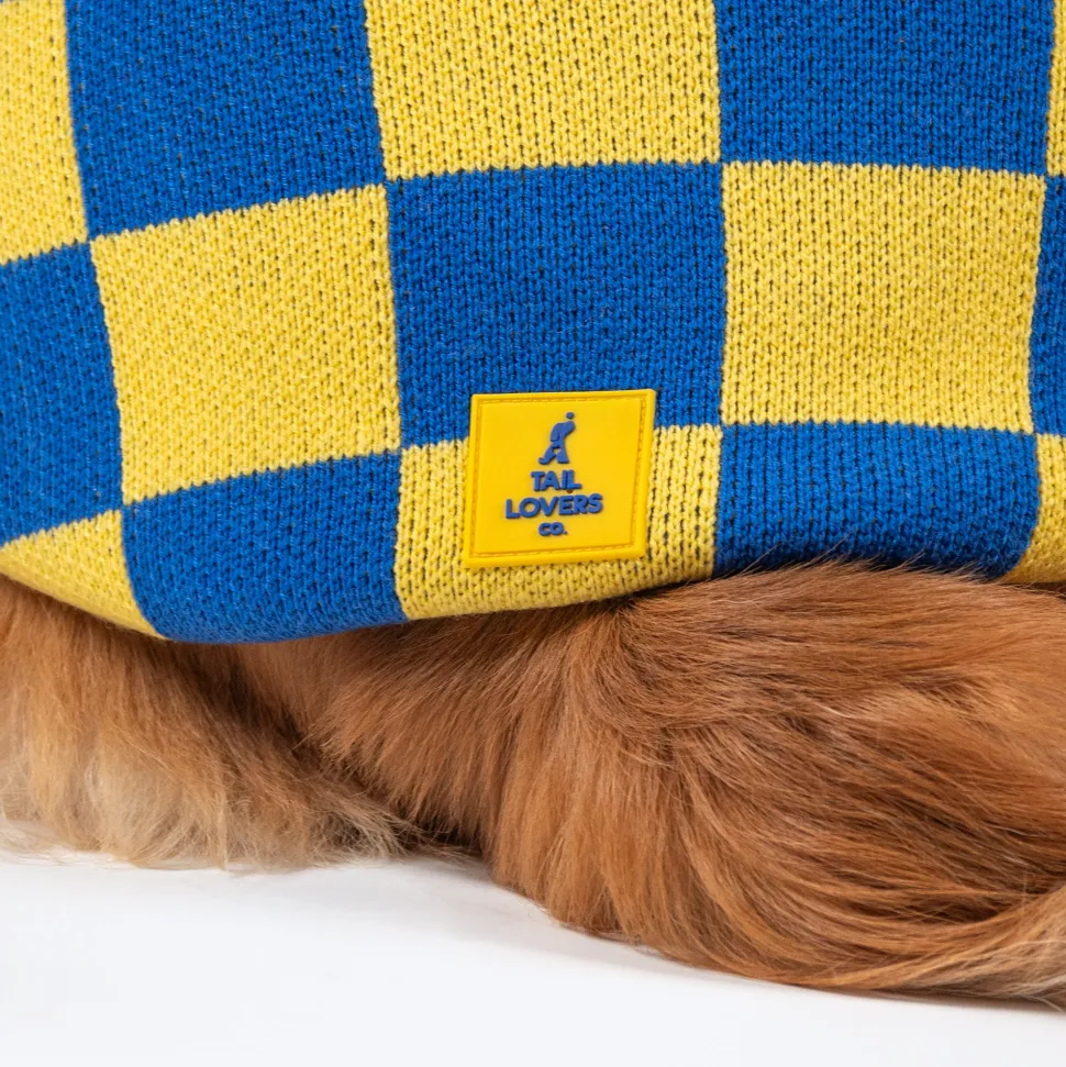 TLC Sunny Checks Sweater For Dog - Yellow & Blue