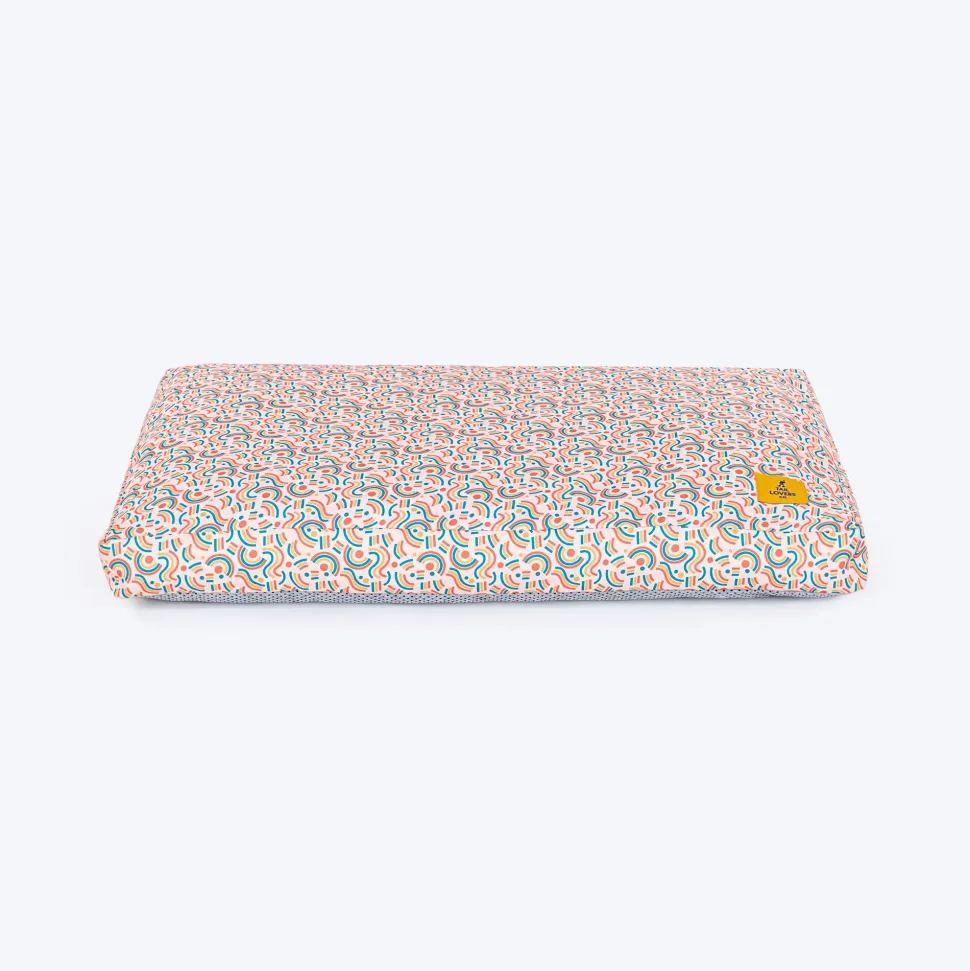 TLC Abstract Doodle Flat Haven Bed For Dog - Beige