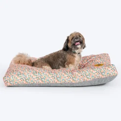 TLC Abstract Doodle Flat Haven Bed For Dog - Beige