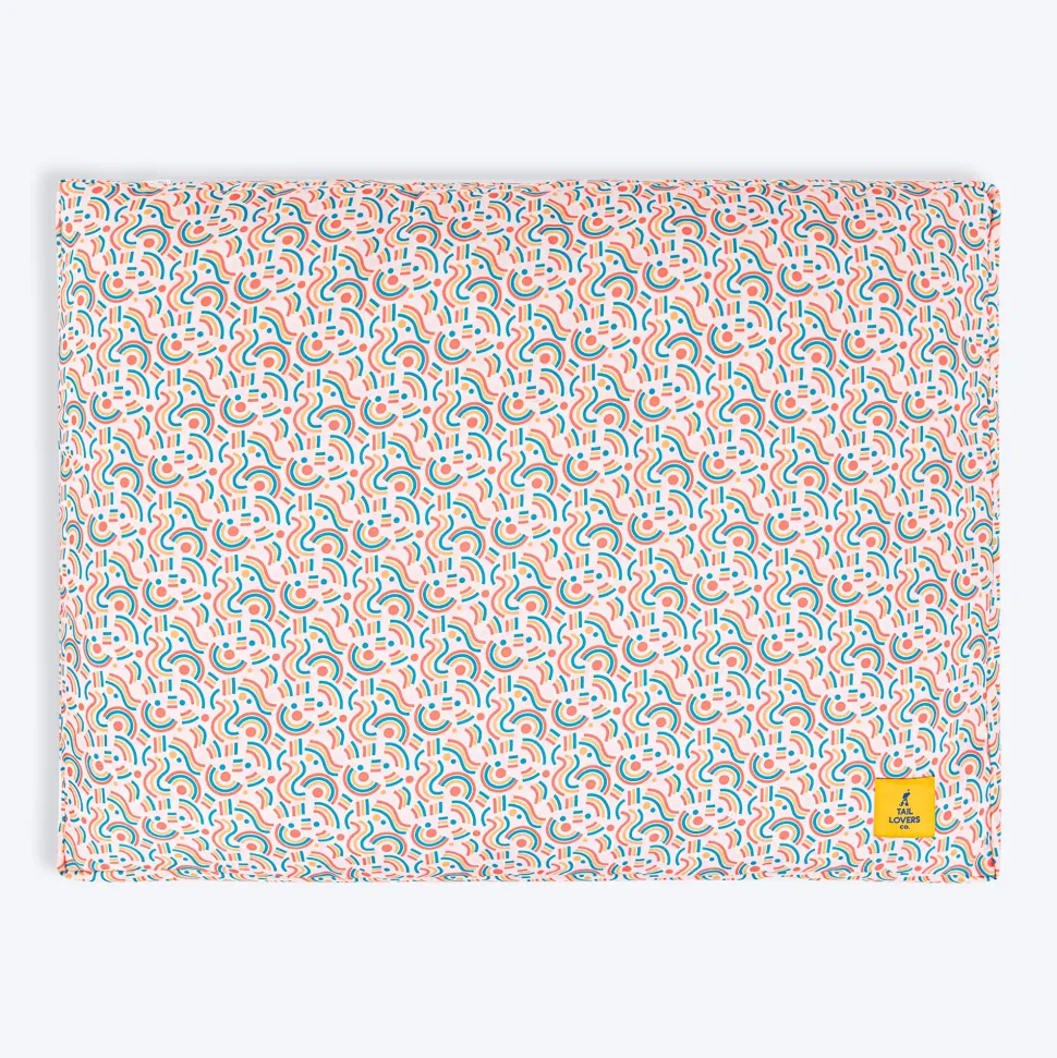 TLC Abstract Doodle Flat Haven Bed For Dog - Beige