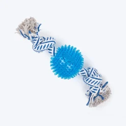 TLC Ball & 2 Knots Rope Toy For Dog - Navy & White