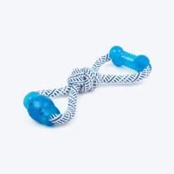 TLC Bone & Candy Rope Toy For Dog - Navy & White