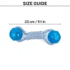 TLC Dumbbell With 2 Balls Rope Dog Toy - Navy & White