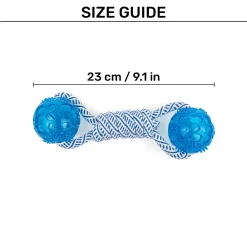 TLC Dumbbell With 2 Balls Rope Dog Toy - Navy & White
