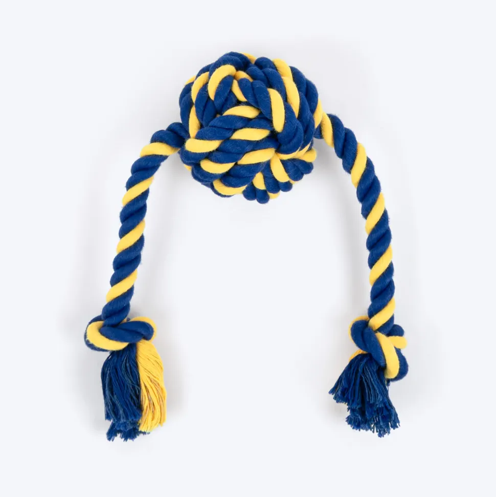 TLC Knot Ruff Rope Toy For Puppies & Small Dog - Yellow & Blue