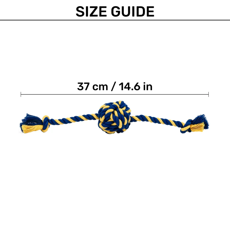 TLC Knot Ruff Rope Toy For Puppies & Small Dog - Yellow & Blue