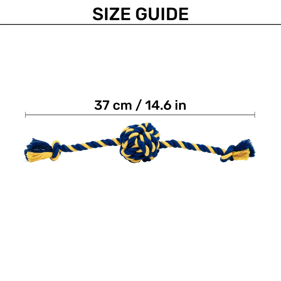 TLC Knot Ruff Rope Toy For Puppies & Small Dog - Yellow & Blue
