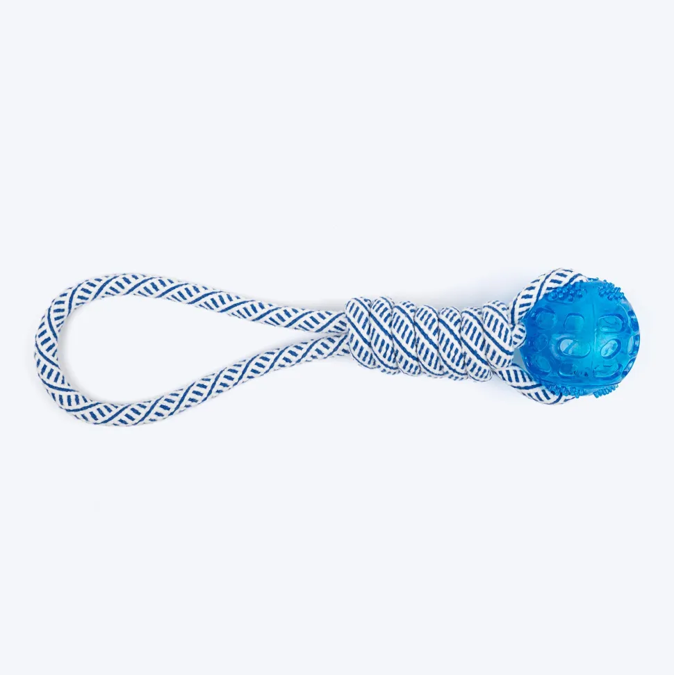 TLC Loop With Ball Rope Toy For Dog - Navy & White