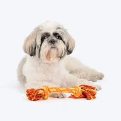 TLC Mighty Tug Rope Toy For Dog - Orange & Yellow