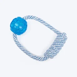 TLC Rope & Ball Rope Toy For Dog - Navy & White