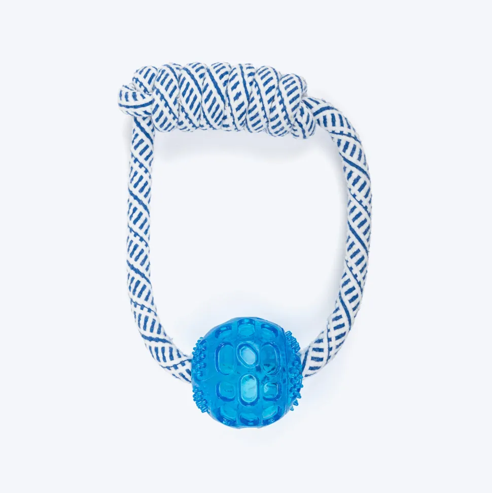 TLC Rope & Ball Rope Toy For Dog - Navy & White