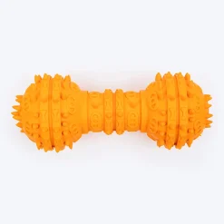 TLC Spiky Dumbbell Squeaky Chew Toy For Dog - Orange
