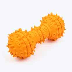 TLC Spiky Dumbbell Squeaky Chew Toy For Dog - Orange