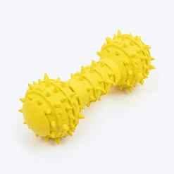 TLC Spiky Dumbbell Squeaky Chew Toy For Dog - Yellow