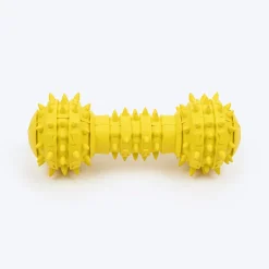 TLC Spiky Dumbbell Squeaky Chew Toy For Dog - Yellow
