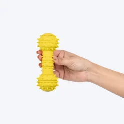 TLC Spiky Dumbbell Squeaky Chew Toy For Dog - Yellow