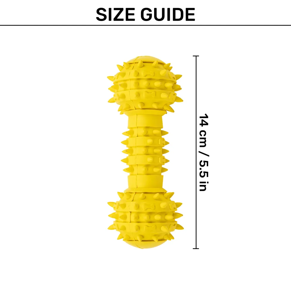 TLC Spiky Dumbbell Squeaky Chew Toy For Dog - Yellow