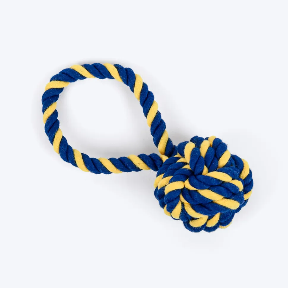 TLC Swinger Rope Toy For Puppies & Small Dog - Yellow & Blue
