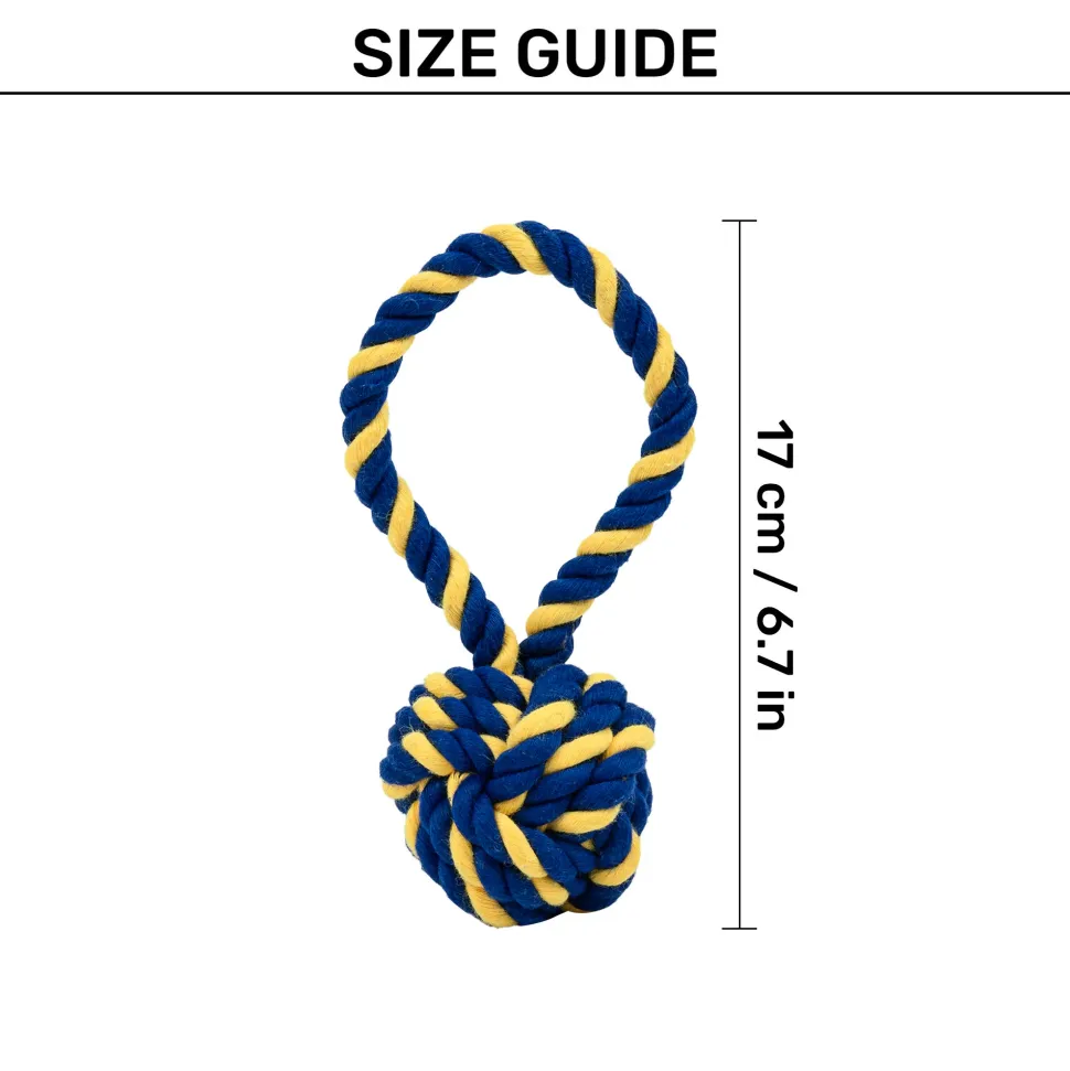 TLC Swinger Rope Toy For Puppies & Small Dog - Yellow & Blue