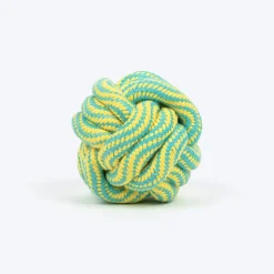 TLC Tug Knot Ball Rope Toy For Dog - Yellow & Turquoise