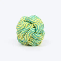 TLC Tug Knot Ball Rope Toy For Dog - Yellow & Turquoise