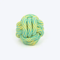 TLC Tug Knot Ball Rope Toy For Dog - Yellow & Turquoise