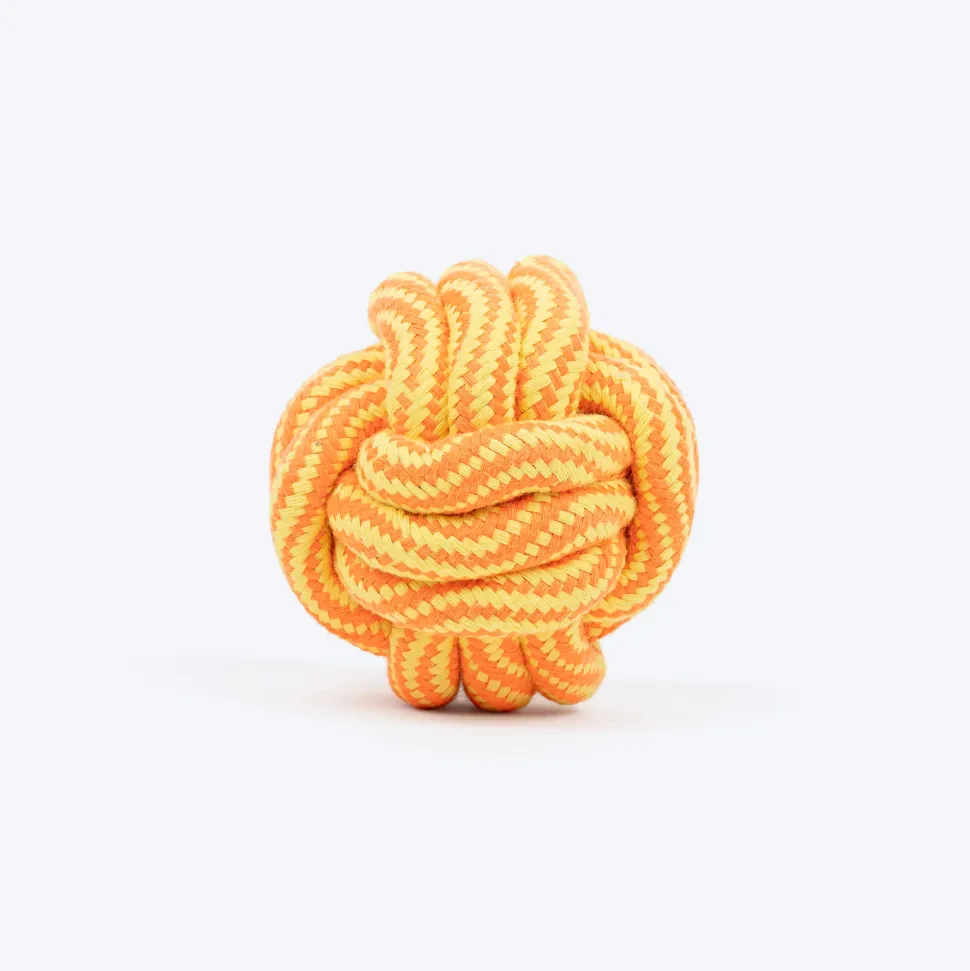 TLC Tug Knot Ball Rope Toy For Dog - Yellow & Orange