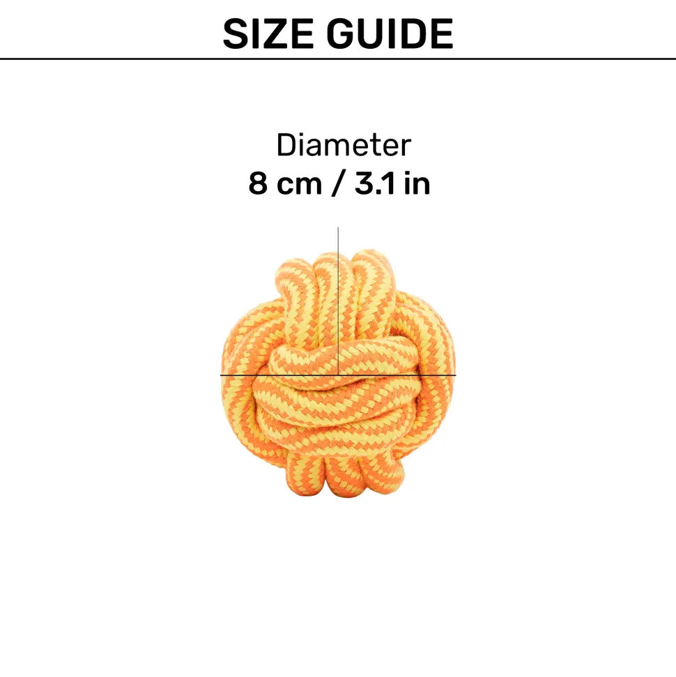 TLC Tug Knot Ball Rope Toy For Dog - Yellow & Orange