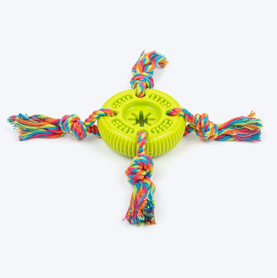 TLC Tyre With Rope Chew Toy For Dog - Green