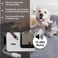 Trimz Pet Grooming Kit & Vacuum Suction For Dog & Cat - White