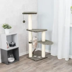 Trixie Altea Cat Scratching Post - Platinum Grey with Paw Prints - 3.8 feet
