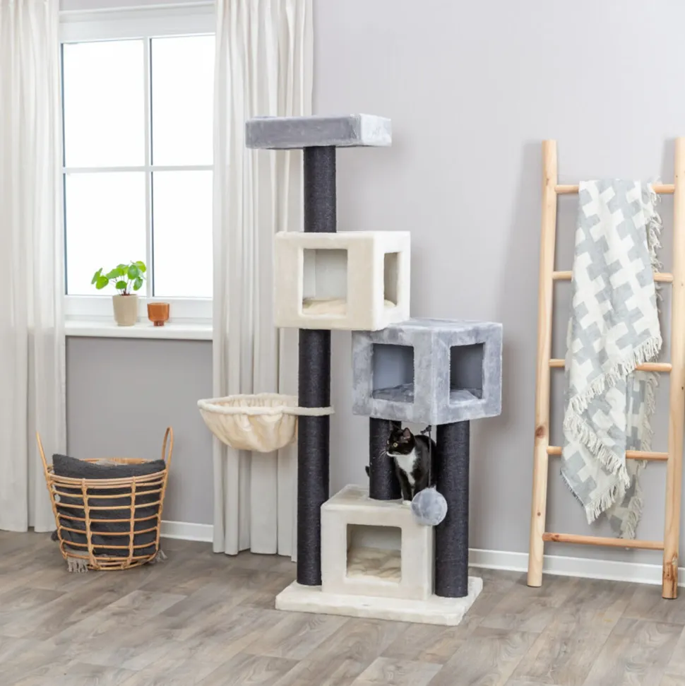 Trixie Enzo Scratching Post Cat Tree - Cream & Grey