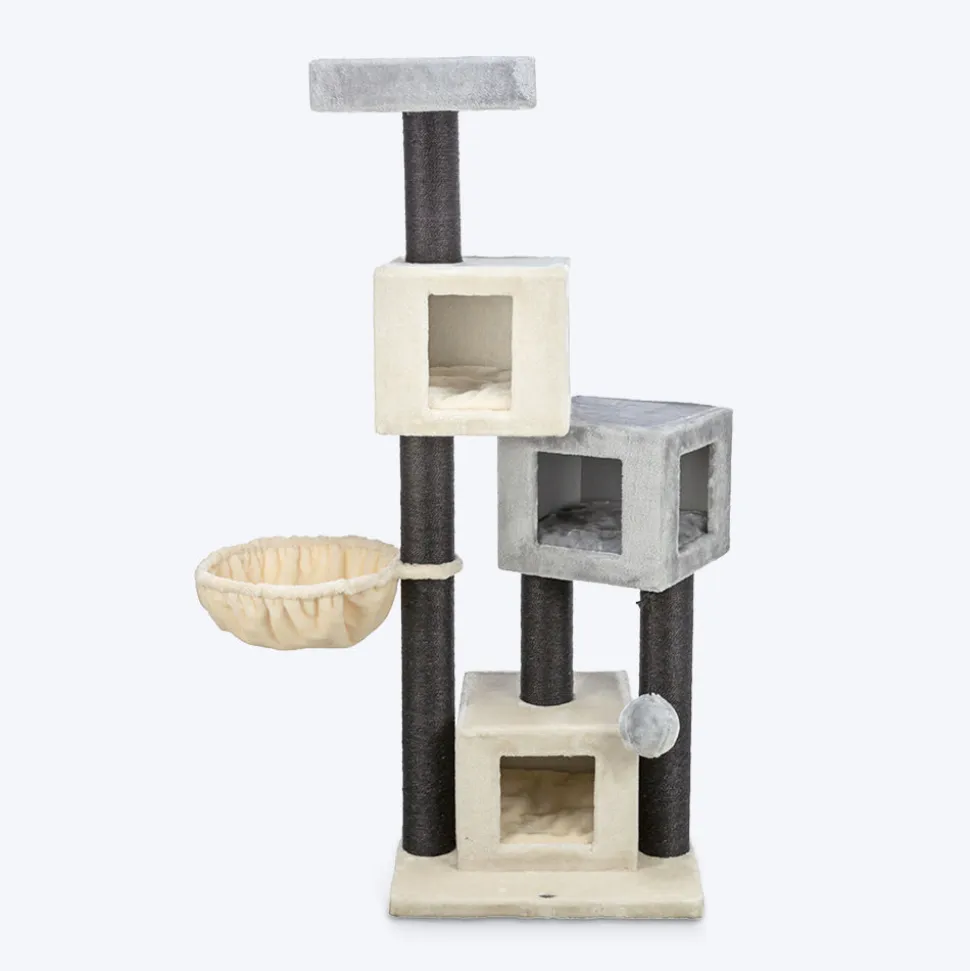 Trixie Enzo Scratching Post Cat Tree - Cream & Grey