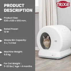 Trixie Self-Cleaning Litter Tray For Cat - White - 55.5 x 53 x 52 cm