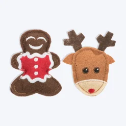 Trixie X-mas Elk & Gingerbread Figure Catnip Plush 2 Pcs Toy For Cat - 8 cm