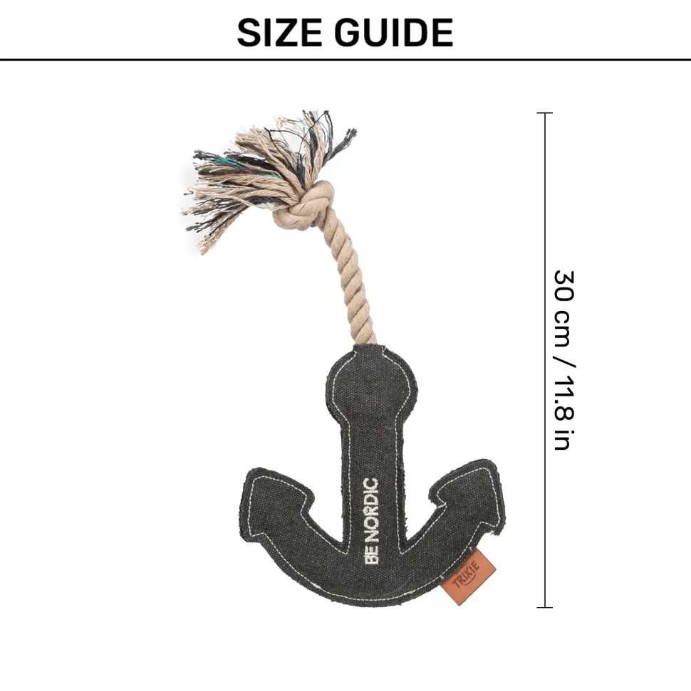 Trixie Be Nordic Anchor On A Rope Dog Toy - Black - 30 cm