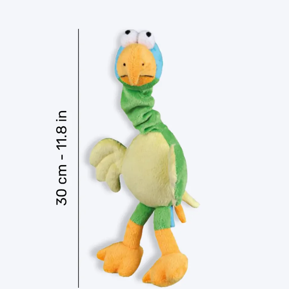 Trixie Bird With Animal Sound & Elastic Neck Plush Dog Toy - Green - 30 cm