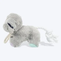 Trixie Junior Dog With Rope & Sound Plush Toy For Dogs - Grey - 24 cm