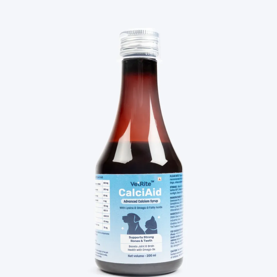 VetRite CalciAid Supports Strong Bones & Teeth Advanced Calcium Syrup For Dog & Cat - 200 ml