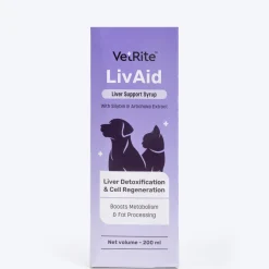 VetRite LivAid Liver Support Detoxification & Cell Regeneration Syrup For Dog & Cat - 200 ml