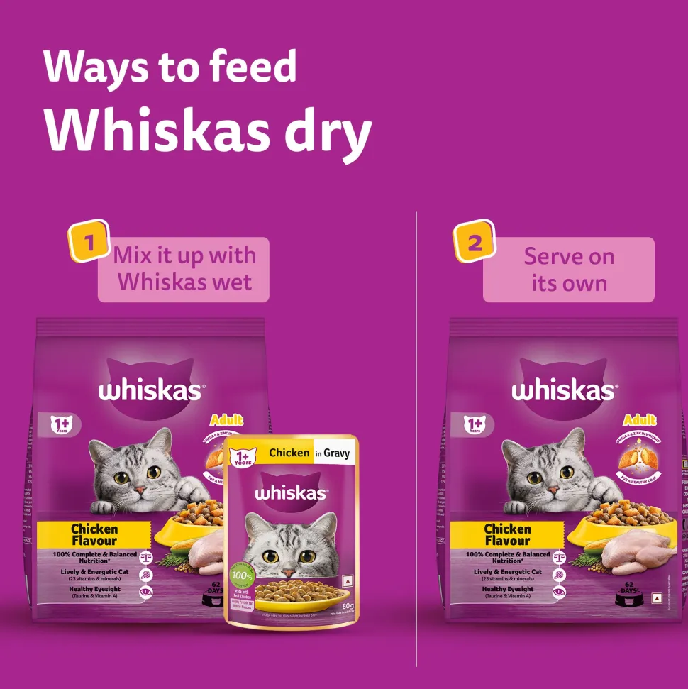 Whiskas Adult (1+ Years) Chicken Flavour Dry Food For Adult Cat