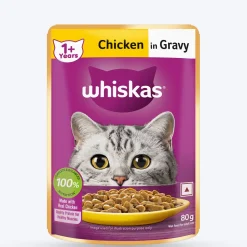 Whiskas Adult (1+ Years) Chicken in Gravy Wet Cat Food - 80 gm Pack