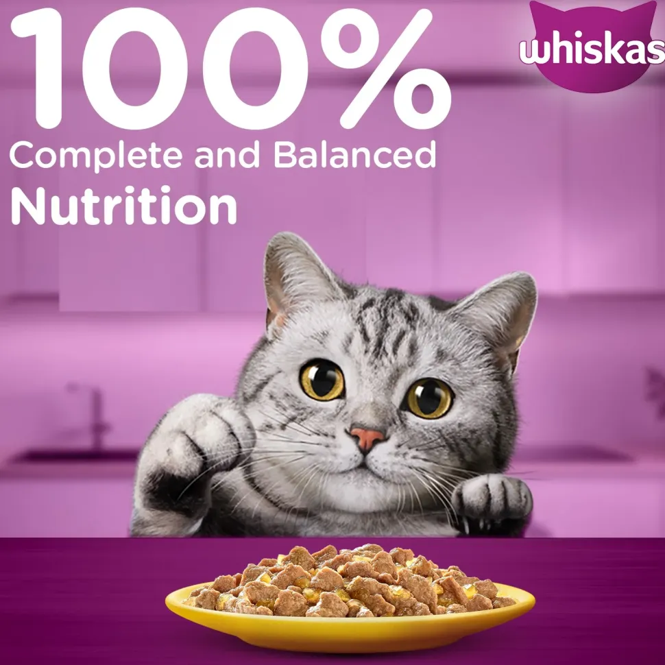 Whiskas Adult (1+ Years) Chicken in Gravy Wet Cat Food - 80 gm Pack