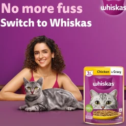 Whiskas Adult (1+ Years) Chicken in Gravy Wet Cat Food - 80 gm Pack