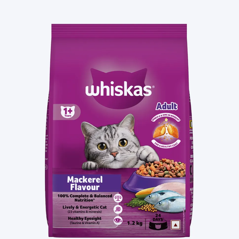 Whiskas Adult (1+ Years) Mackerel Flavour Dry Cat Food