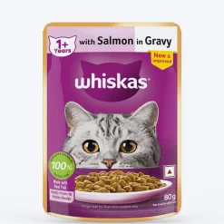 Whiskas Adult (1+ Years) Salmon in Gravy Wet Cat Food - 80 gm Pack