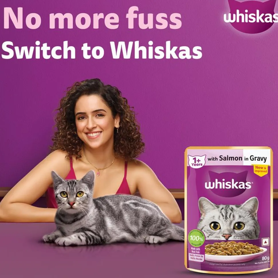 Whiskas Adult (1+ Years) Salmon in Gravy Wet Cat Food - 80 gm Pack