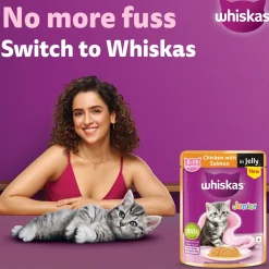 Whiskas Chicken With Salmon In Jelly Wet Food For Junior (2-12 Months) Kitten - 80 gm Pack