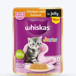 Whiskas Chicken With Salmon In Jelly Wet Food For Junior (2-12 Months) Kitten - 80 gm Pack